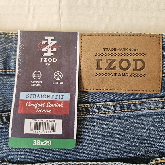 Izod Saltwater Jeans Size 38 X 29 Straight Leg Comfort Stretch Medium Wash NWT - Picture 10 of 15